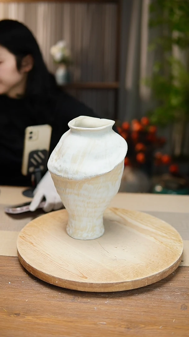 【闪购商品】陶瓷花器陶瓷花瓶手捏瓶003瑕疵