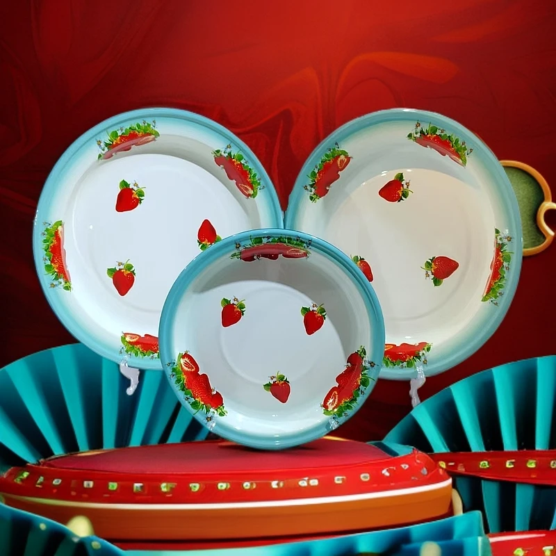 小新清色釉现代简约盘套装搪瓷盘子