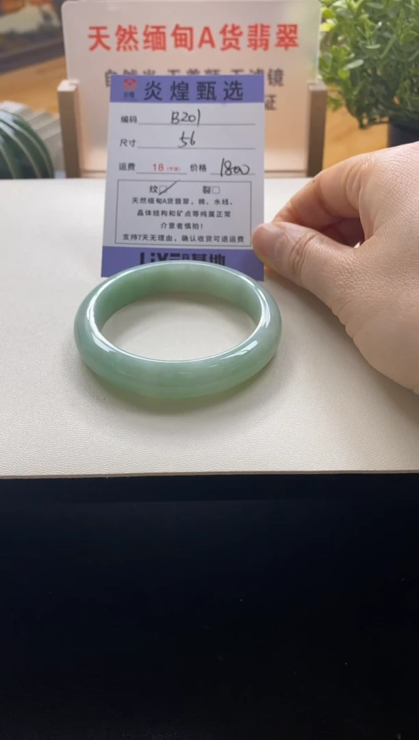 未镶嵌手镯翡翠圈口56编码b201