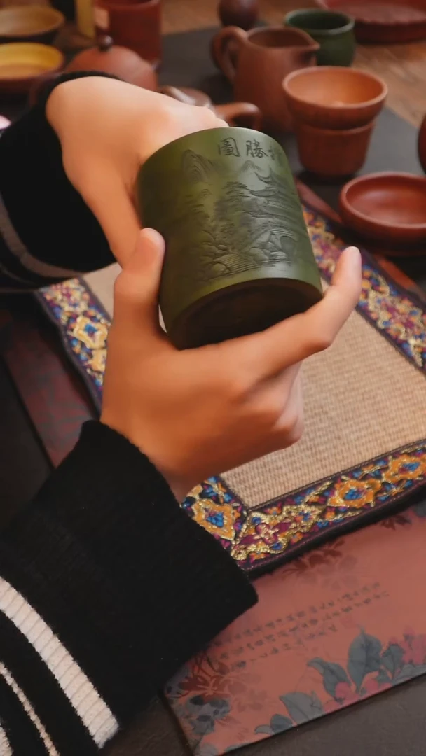 茶杯紫砂见素紫砂绿杯