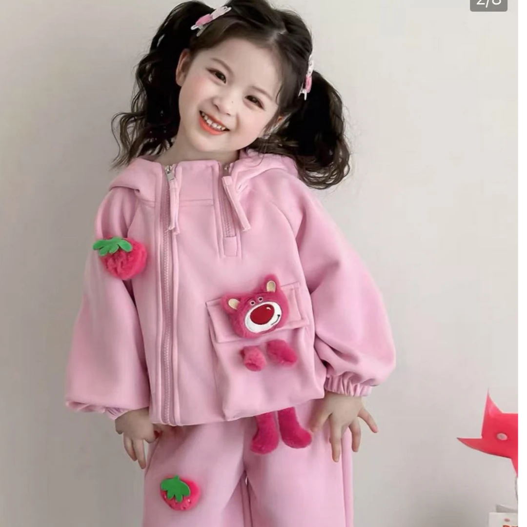 可爱【草莓熊外套套装】春款新款2025女童套装