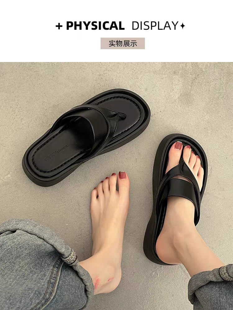 网红厚底凉拖鞋女夏季外穿=新款高级感法式沙滩海边夹脚人字拖599