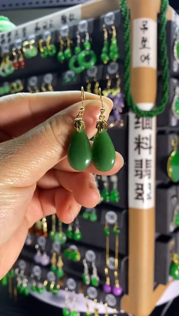 【闪购商品】和田玉耳饰银S925镶嵌032