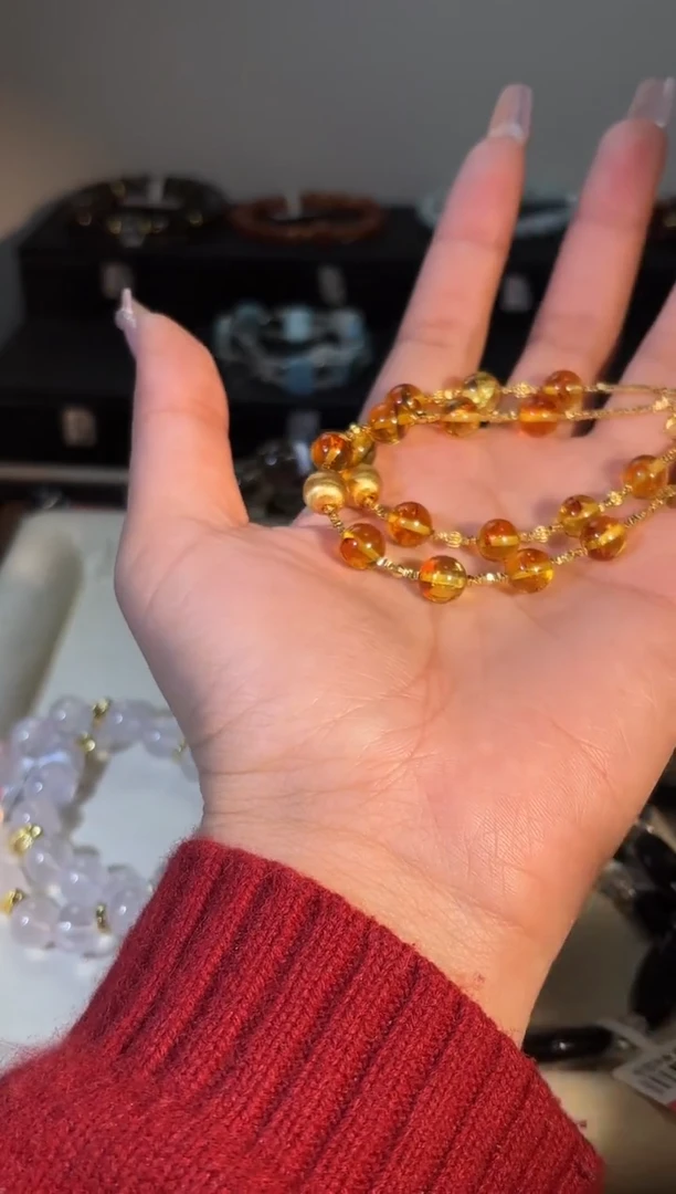 手链琥珀（花珀）银S925镶嵌k745多样性发货一件