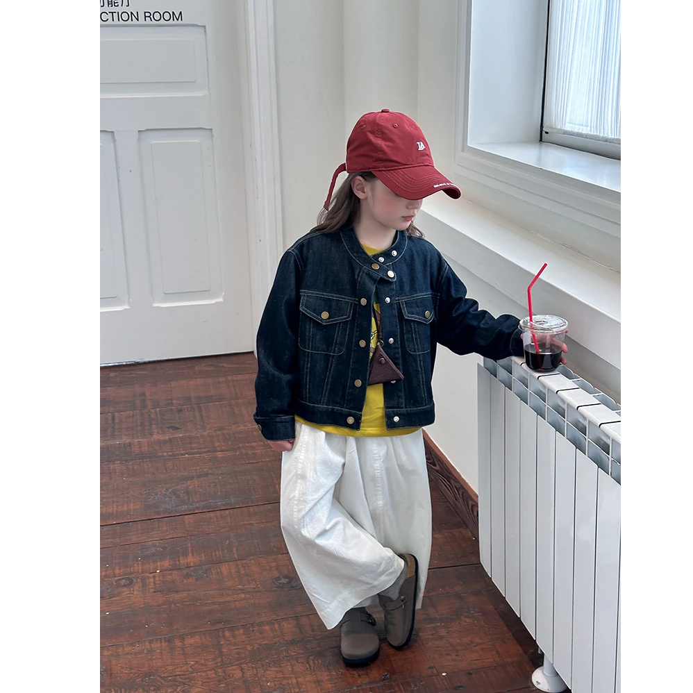 【软牛仔】女童韩版洋气休闲帅气立领牛仔夹克外套上衣25F008