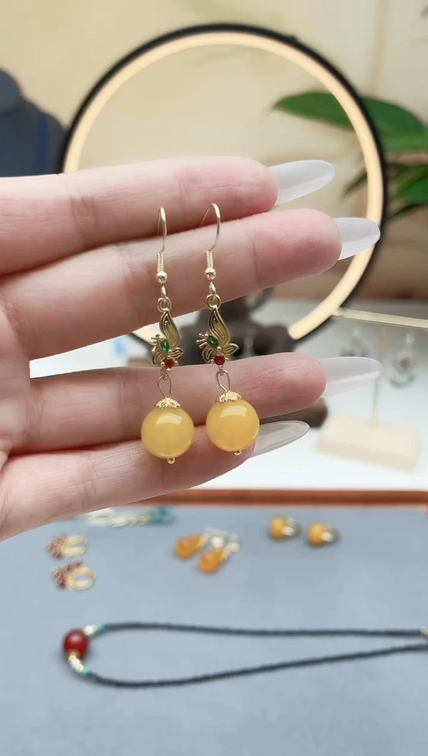 玛瑙/玉髓耳饰银S925镶嵌885