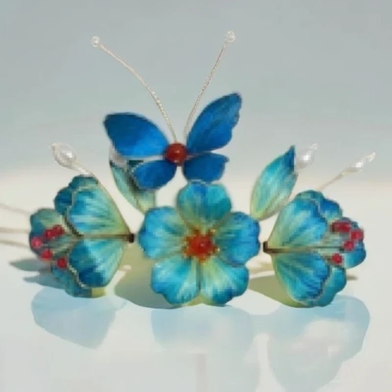 慕绒家 非遗绒花古风发簪 手工制作默认微瑕