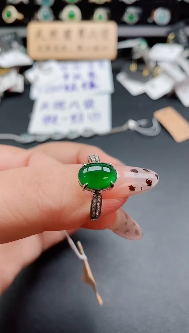 银S925镶嵌戒指翡翠1