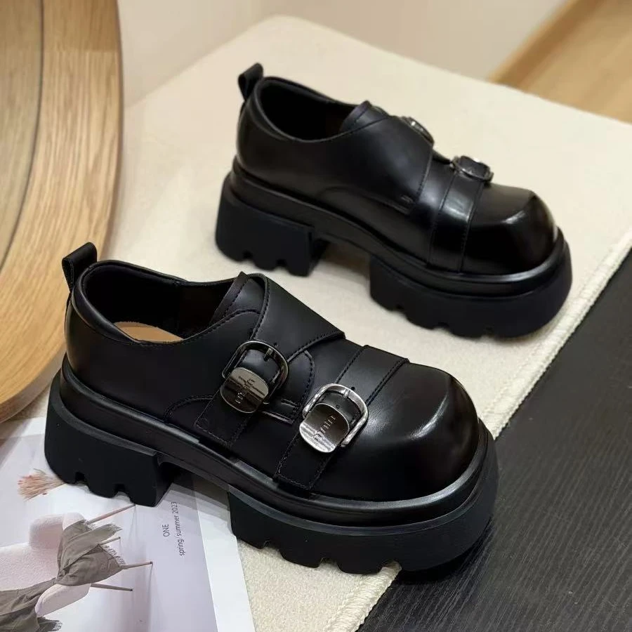 一脚蹬学院风乐福鞋松糕底春季复古休闲女鞋百搭时尚2505-2