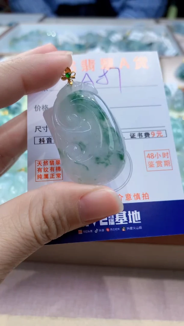 颈饰18K金镶嵌翡翠天然缅甸a货翡翠