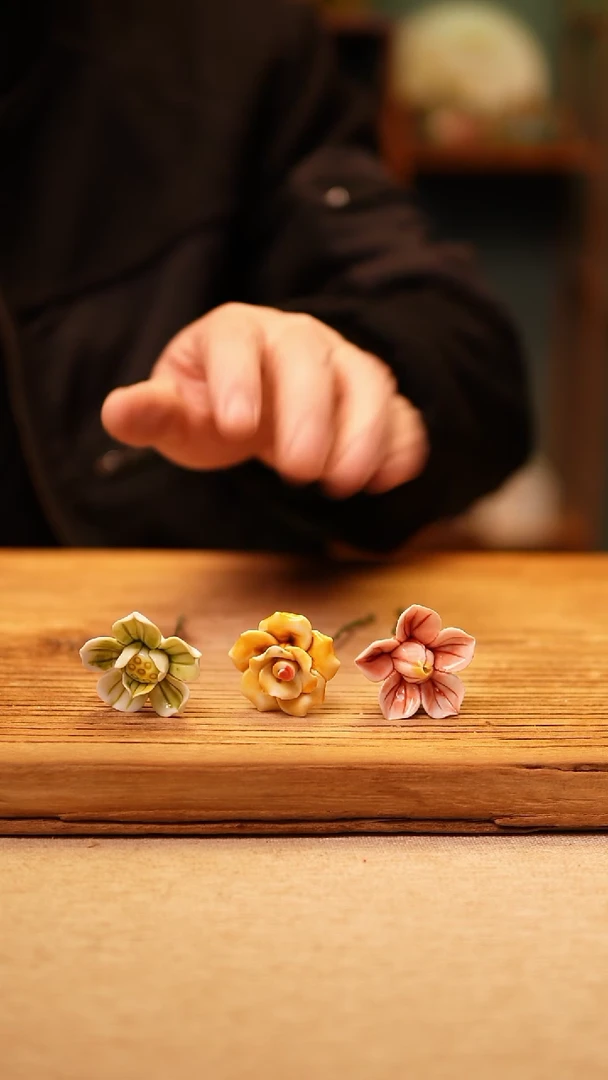 【闪购商品】@陶园瓷舍@纯手工陶瓷花@随机3朵