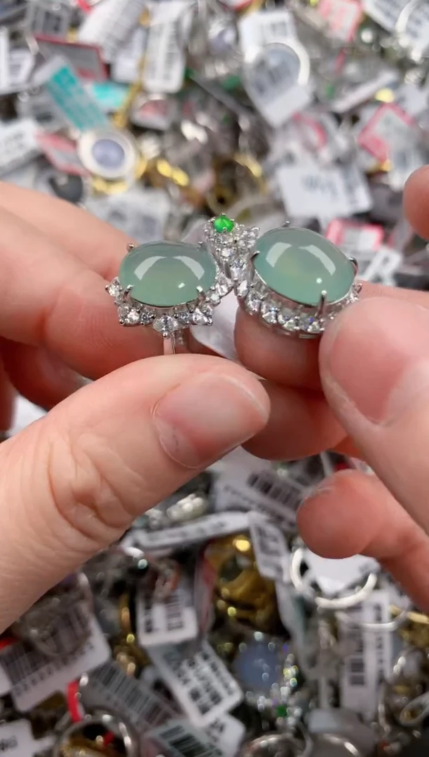 银S925镶嵌戒指翡翠5555      1