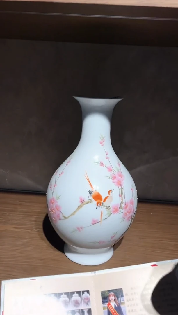 【闪购商品】摆件景德镇陶瓷水点桃花玉壶春