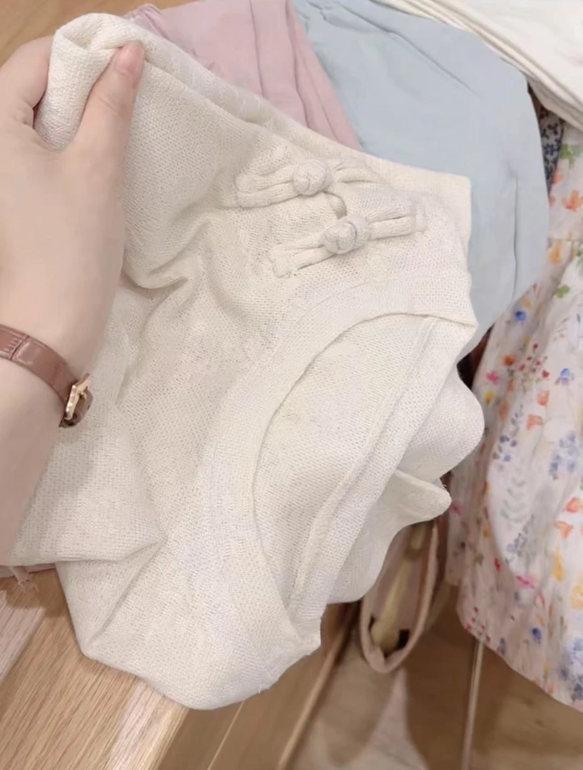 阿雨家 巨温柔！国风盘扣浮雕提花短袖58601@