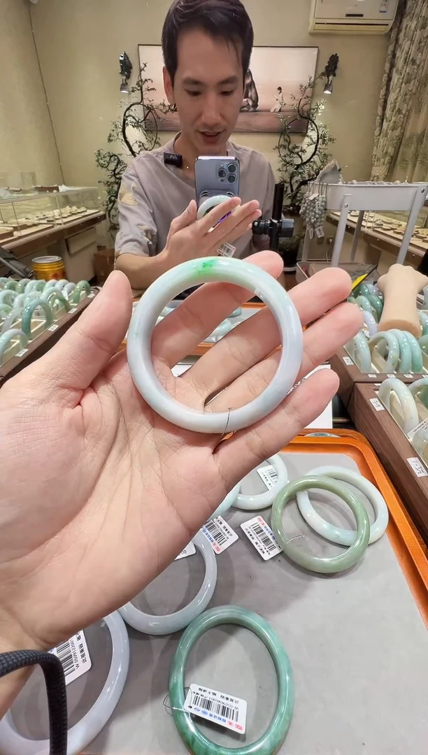 未镶嵌手镯翡翠-纯天然缅甸A货翡翠手镯-53-54mm-90183号
