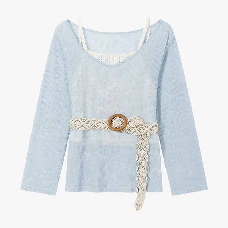 羊城故事-波西米亚风连衣裙女新款薄款假两件纯欲甜美短裙G1053W