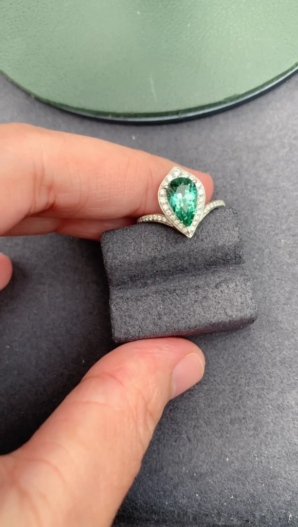 18K金镶嵌戒指碧玺1.6ct 绿碧玺戒指 定制 BA