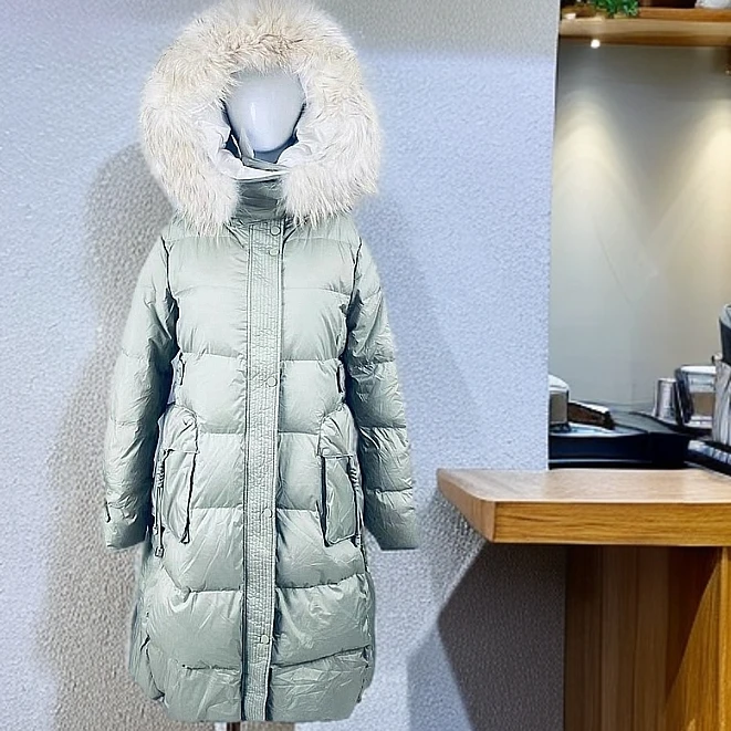 常规款保暖收腰时尚长款羽绒服加厚女士秋冬过膝常规冬装女装