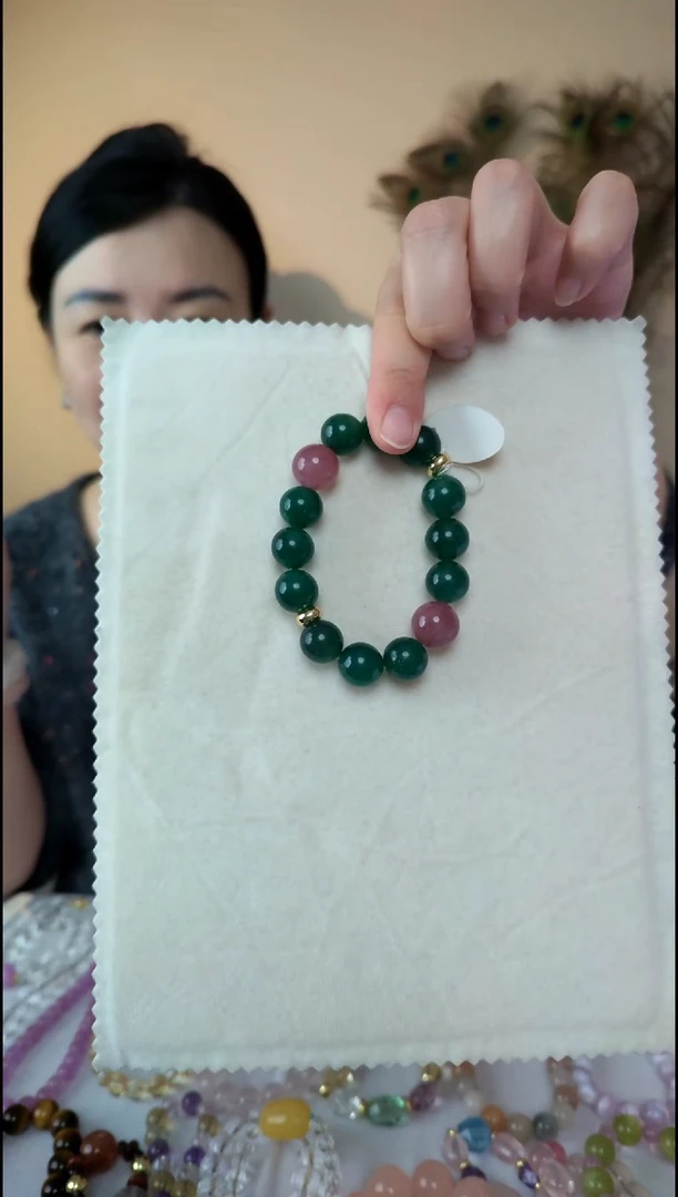 合金手链石英质玉绿草莓晶手链