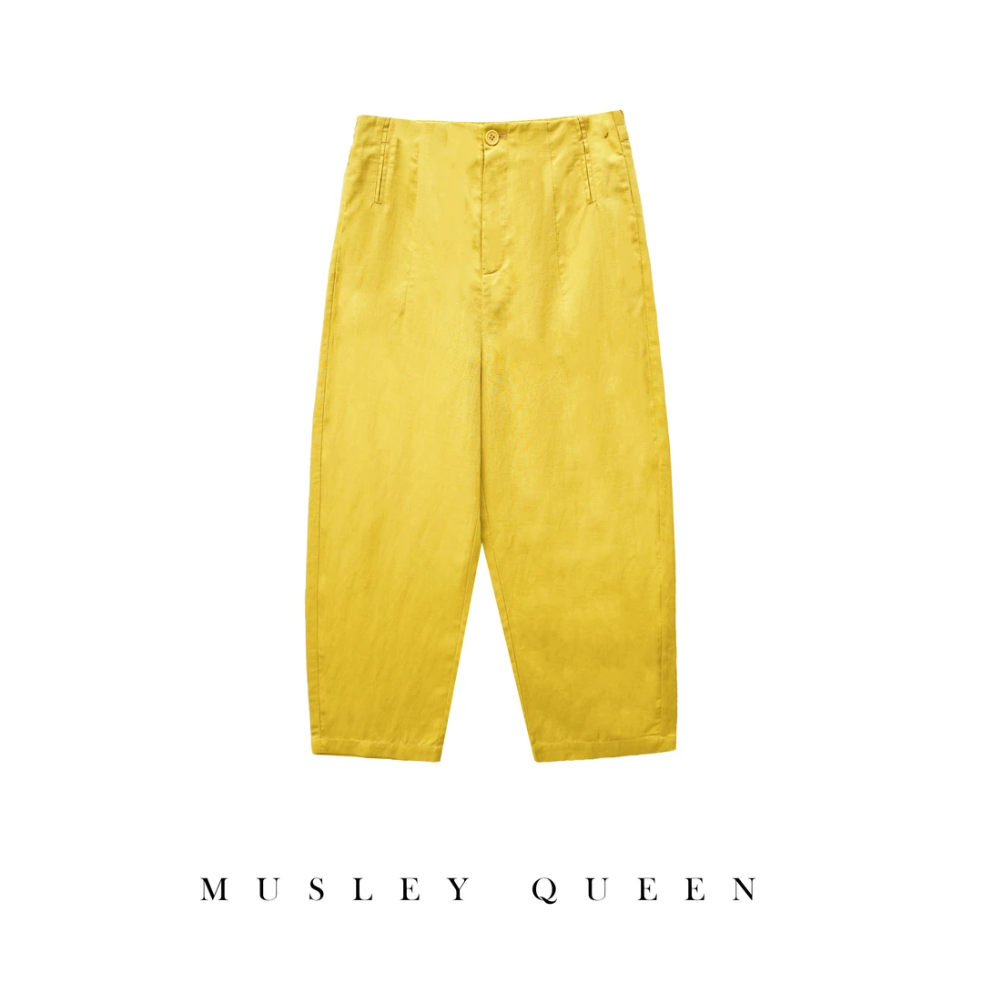 Musley Queen 天丝亚麻夏季新款直筒垂感休闲慵懒九分裤BSK0324
