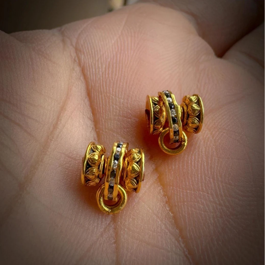 镀18k镶嵌藏式手工DIY莲相万向轴配件金气质百搭高颜值隔珠配件