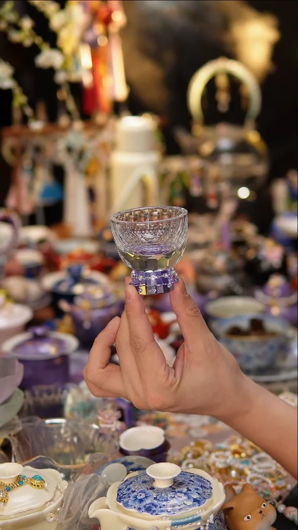 【闪购商品】摆件紫色钻石切面杯+链子