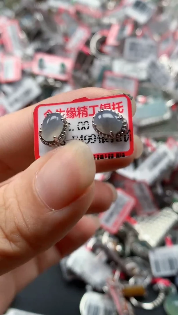 银S925镶嵌戒指翡翠天然A货缅甸翡翠