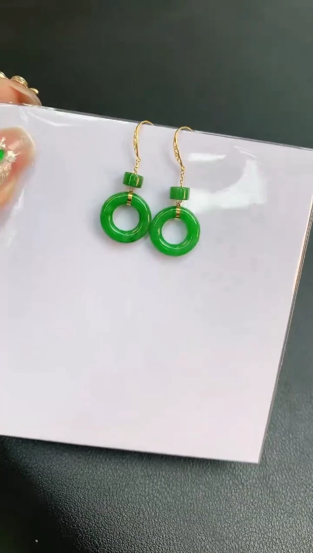 【闪购商品】翡翠耳饰18K金镶嵌赠礼盒证书多样性发货发其一 珍珍
