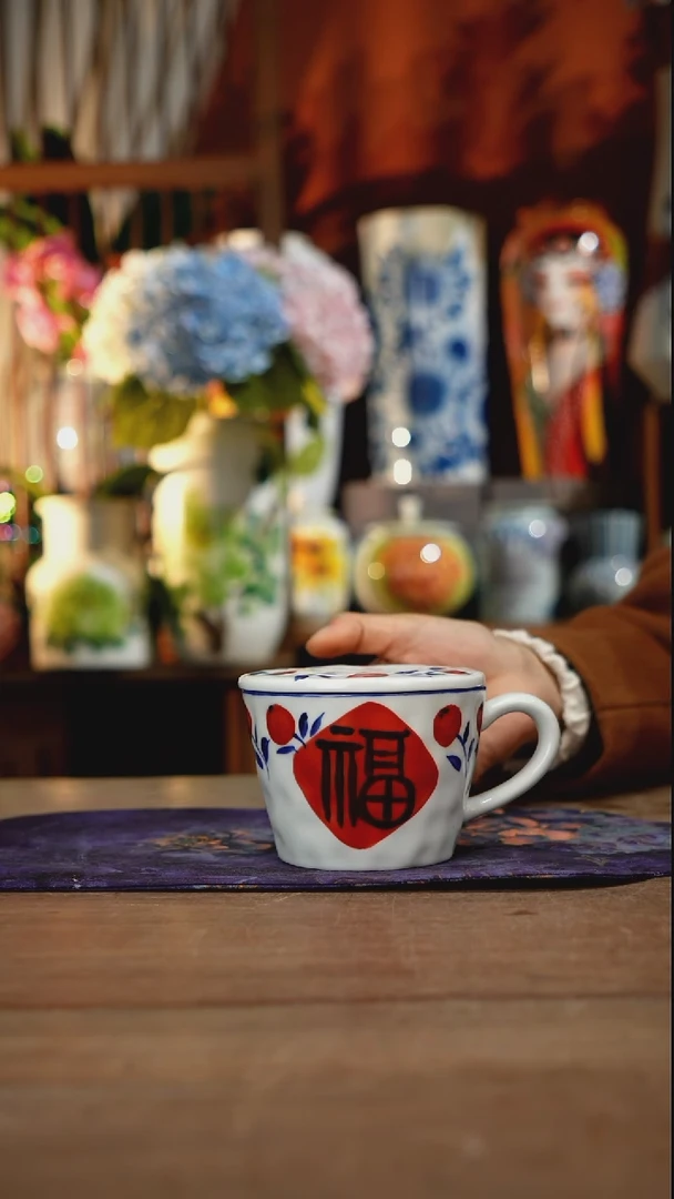 当代景德镇设计师釉下手绘陶瓷花瓶