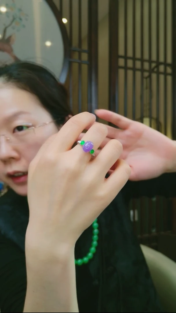 吊坠(不含链)18K金镶嵌翡翠蛋面戒指