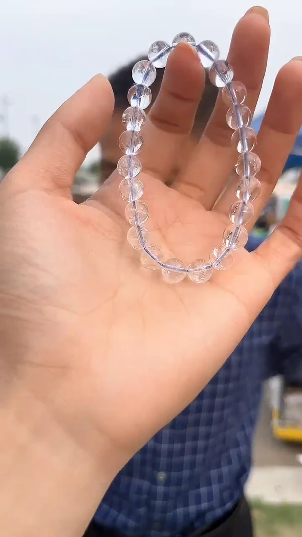 水晶手链未镶嵌天然白阿赛手串多样性发一8mm