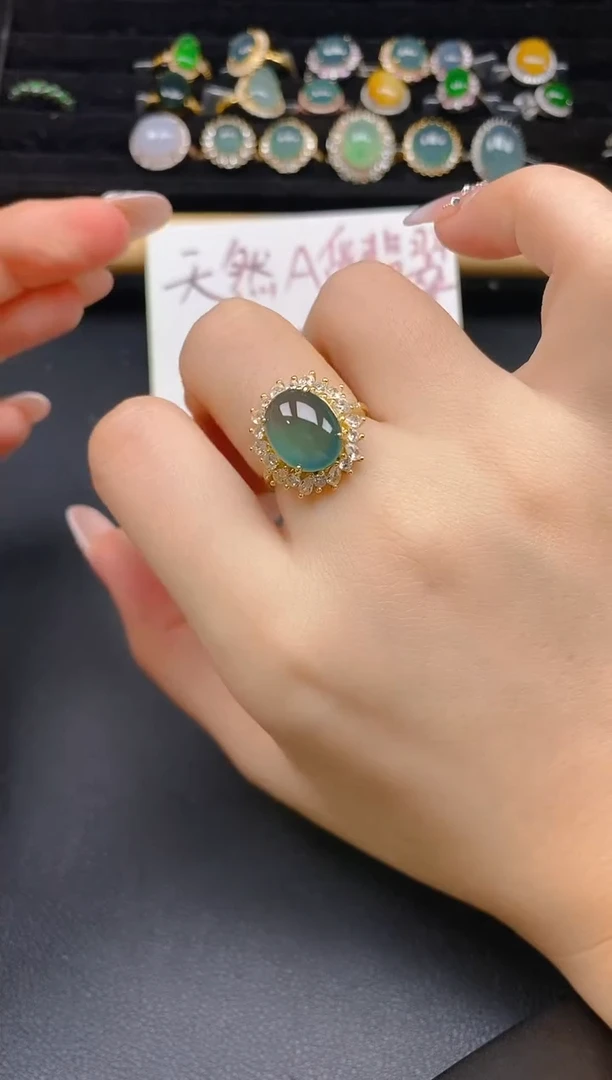 银S925镶嵌戒指翡翠56