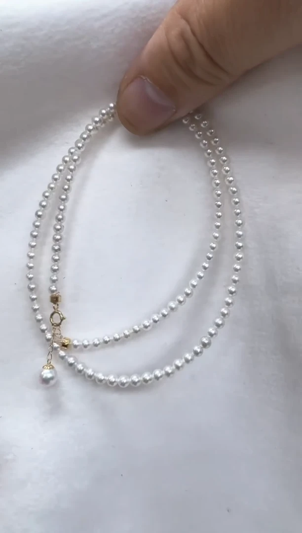 【闪购商品】淡水珍珠颈饰18K金镶嵌小米珠3-4