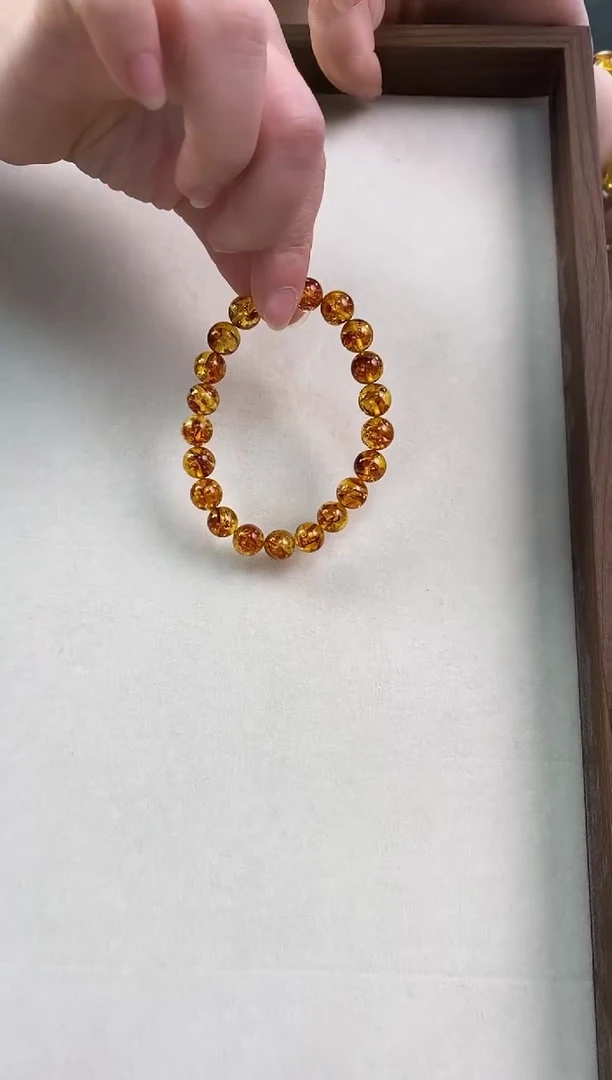 【闪购商品】琥珀（花珀）颈饰未镶嵌俄罗斯花珀手串8+