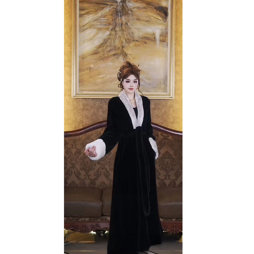 2025高奢气质秋新款黑色气质款毛外套