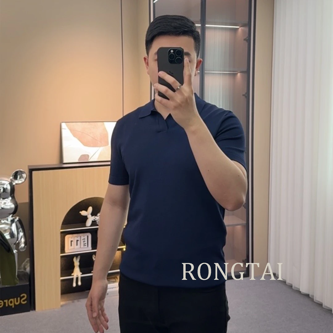 【RONG TAI】夏季男士冰丝时尚海鸥领polo翻领半袖薄款商务休闲T恤