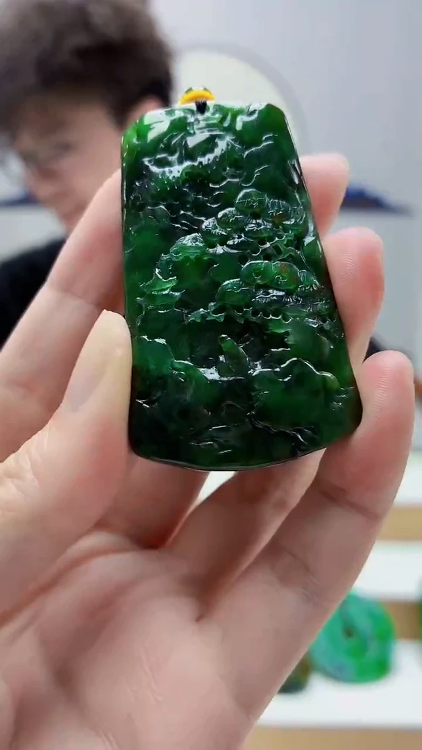 未镶嵌定制翡翠4688zm-毛货挂件山水10
