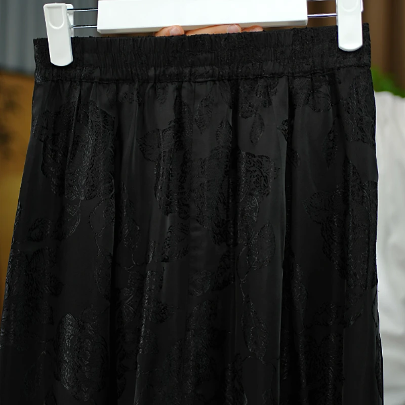 【牡丹秀】新中式半身裙气质高腰百搭时尚女士百褶花苞裙夏季提花