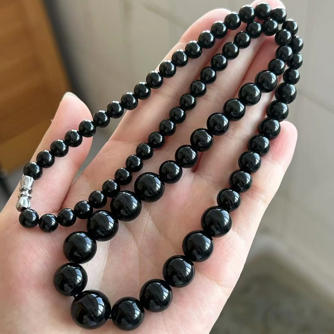 天然黑曜石塔链经典乌金黑曜石项链黑武士正品墨西哥原矿百搭气质