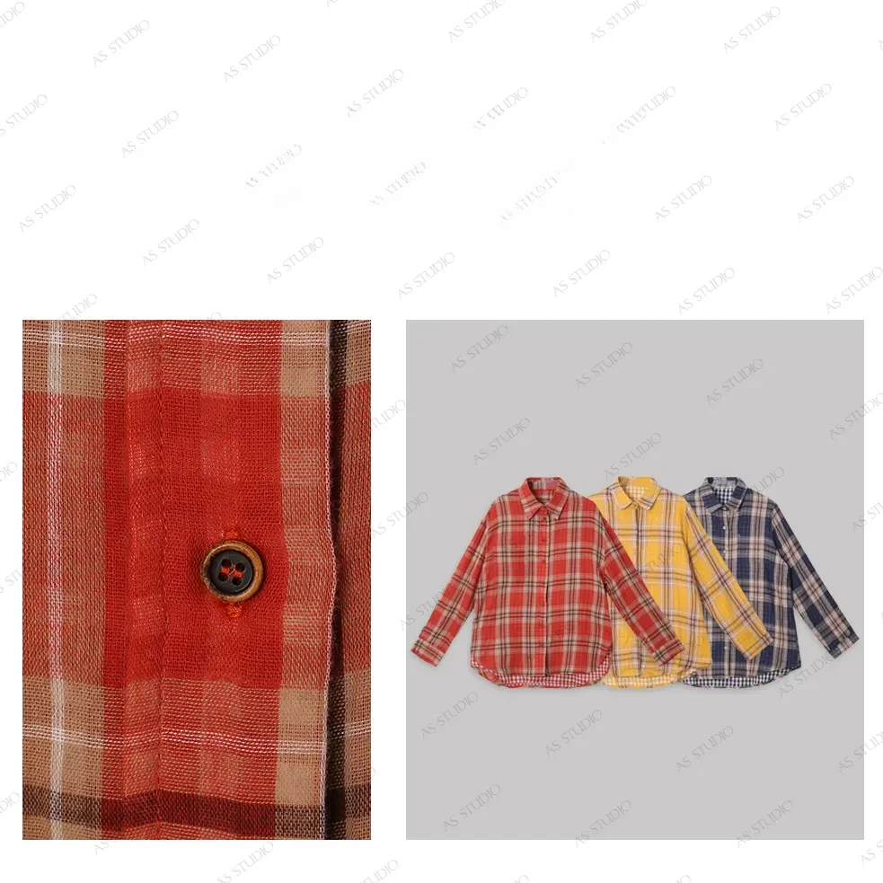 【专柜品质】25新复古格子双层棉纱舒适百搭洋气衬衫