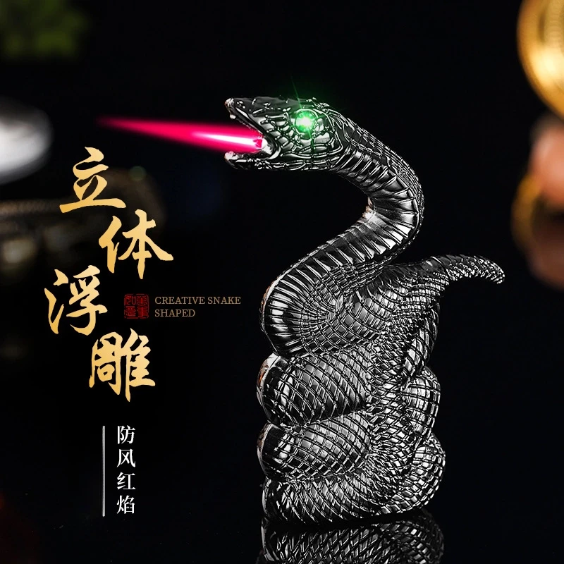 （名士兄弟）灵蛇造型防风打火机蛇年台式桌面摆件创意送男友礼物