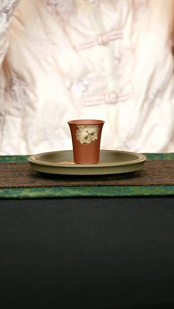 【闪购商品】全手泥绘猫猫杯 一物见春