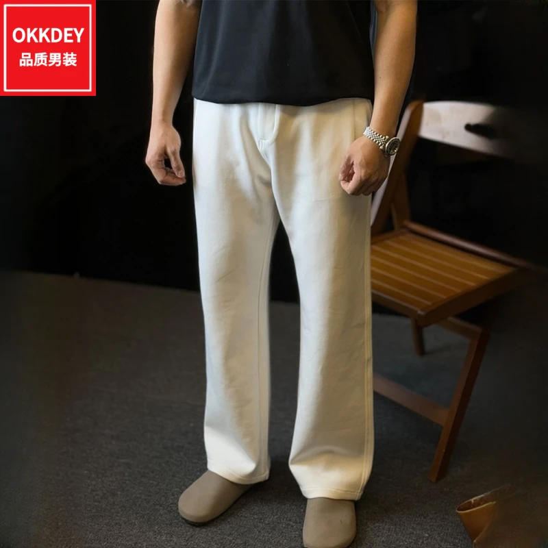 高级感男装夏季薄款休闲直筒裤男士设计师简约长裤子宽松运动卫裤
