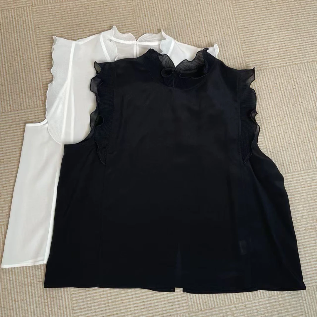 真丝褶皱无袖小衫