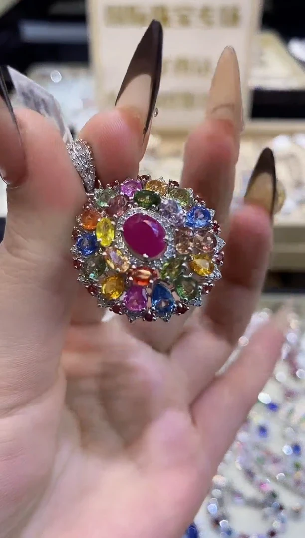 银S925镶嵌吊坠定制红宝石楚楚珠宝中古甄选不退换