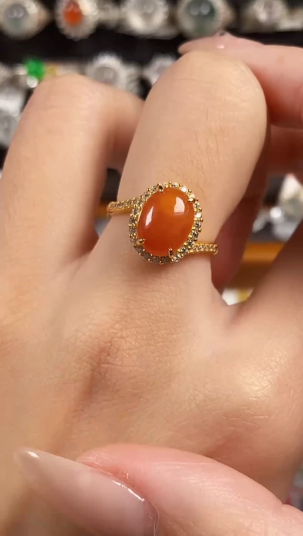 银S925镶嵌戒指翡翠天然A货翡翠68