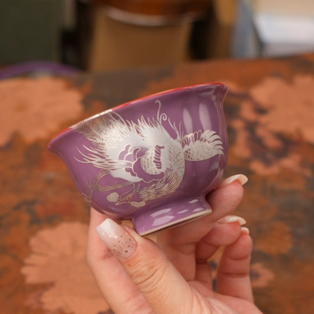 紫色凤凰花瓣杯 A13920