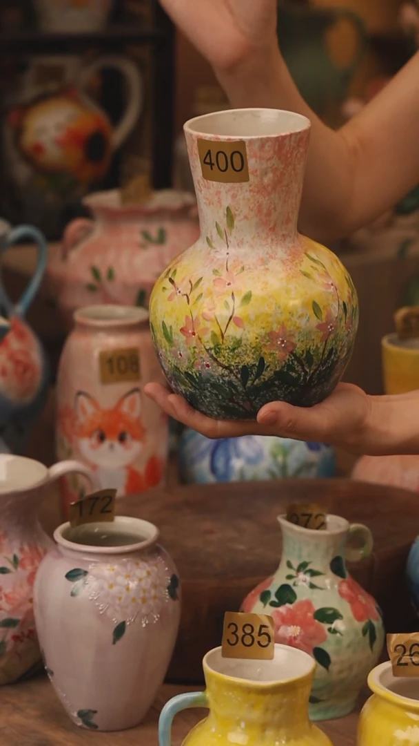 陶瓷400景德镇设计师手作花器摆件侘寂风