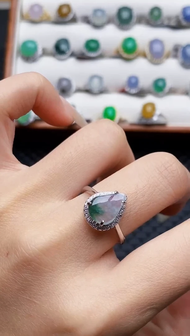 银S925镶嵌戒指翡翠0231