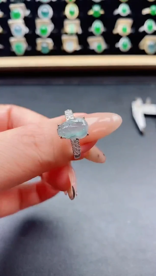 银S925镶嵌戒指翡翠1